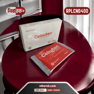 An image of a Cebuten 400 capsule box and blister pack from Renata Limited, highlighting its antibiotic properties for bacterial infections.