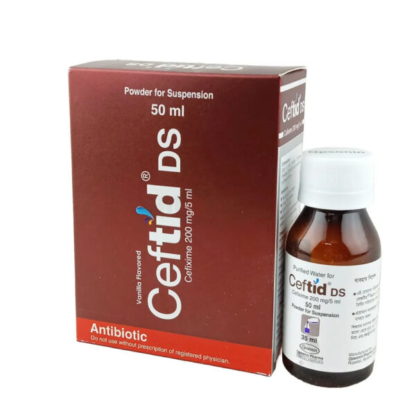 Bottle of Ceftid DS 50 ml Powder for Suspension - Cefixime Trihydrate Antibiotic