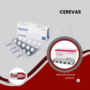 A strip of Cerevas 5 tablets, used for cognitive enhancement and neurological conditions.