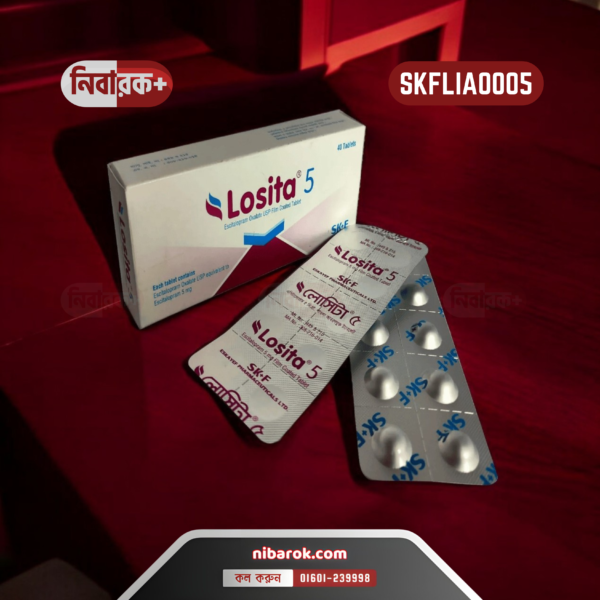 Image of Losita 5 Tablet packaging containing 5 mg Escitalopram Oxalate for treating depression and anxiety.