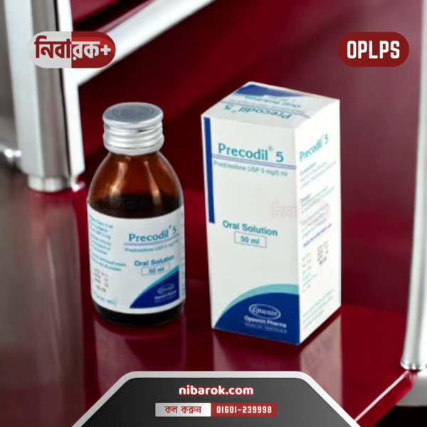 Precodil 5-50 ml Oral Solution, Prednisolone 5 mg, anti-inflammatory prescription medication by Opsonin Pharma Limited.