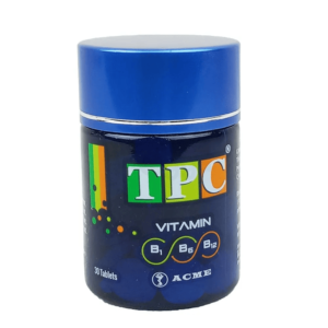 TPC 30's container with vitamin B1, B6, and B12 tablets.