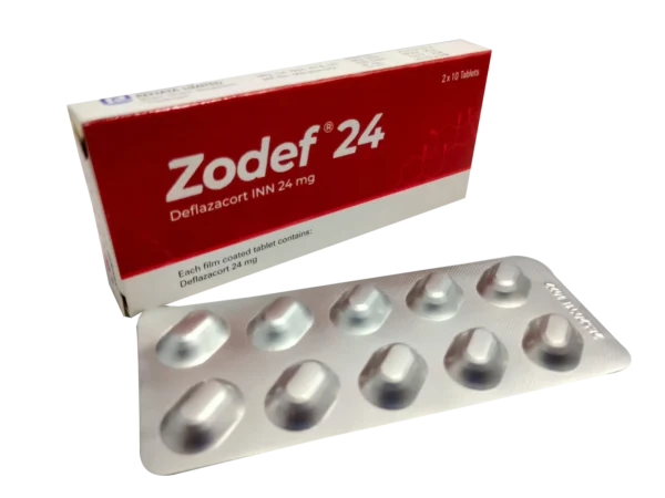 An image of Zodef 24mg tablet packaging, showcasing the Renata Limited logo, tablet strength, and product description.An image of Zodef 24mg tablet packaging, showcasing the Renata Limited logo, tablet strength, and product description.