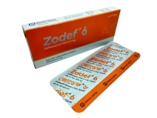 Zodef 6mg tablet pack by Renata Limited, used for inflammatory and autoimmune disorders.