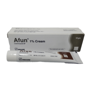 Afun 1% Cream packaging showing an antifungal treatment for fungal skin infections.