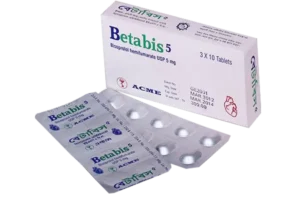 A strip of Betabis 5 tablets from ACME Laboratories Ltd., featuring Bisoprolol Hemifumarate 5 mg.