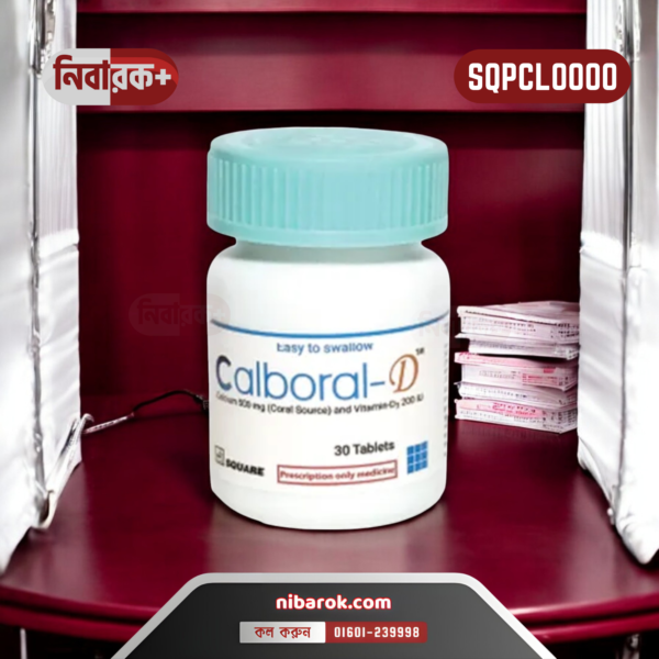 A pot of Calboral D tablets, branded by Square Pharmaceuticals Limited, clearly labeled with dosage and product details.