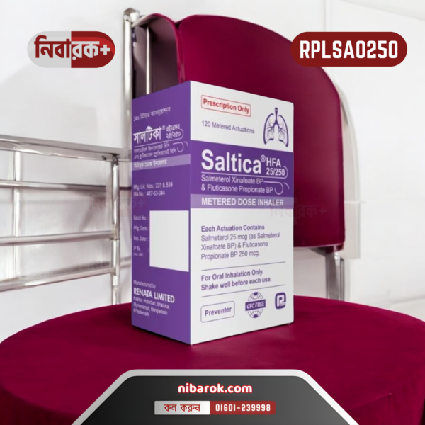 Image of Saltica 25/250 HFA inhaler, a combination asthma and COPD treatment by Renata Pharma Ltd.