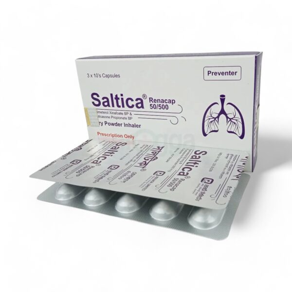 Image of Saltica 50/500 inhalation capsule, a respiratory therapy product by Renata Pharma Ltd.