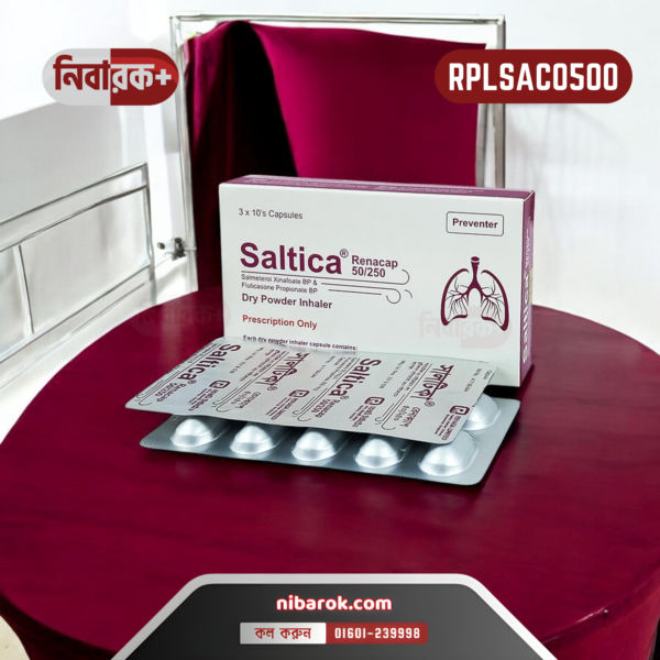 Image of Saltica 50/500 inhalation capsule, a respiratory therapy product by Renata Pharma Ltd.