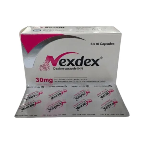 Nexdex 30 mg capsule packaging, a delayed-release Proton Pump Inhibitor by Renata Pharma Ltd