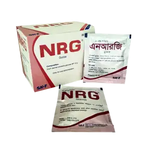 "NRG 10 Oral Powder sachet with clear labeling and dosage information.