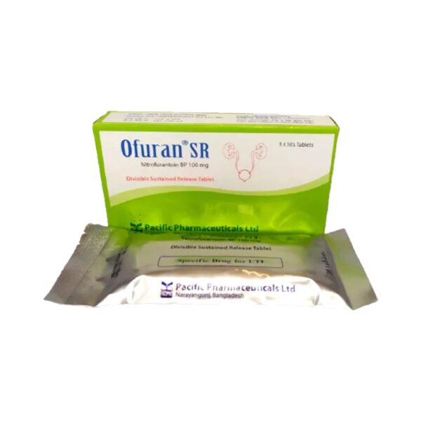 Ofuran SR (Nitrofurantoin SR) tablet pack from Pacific Pharmaceuticals Ltd. for urinary tract infections.