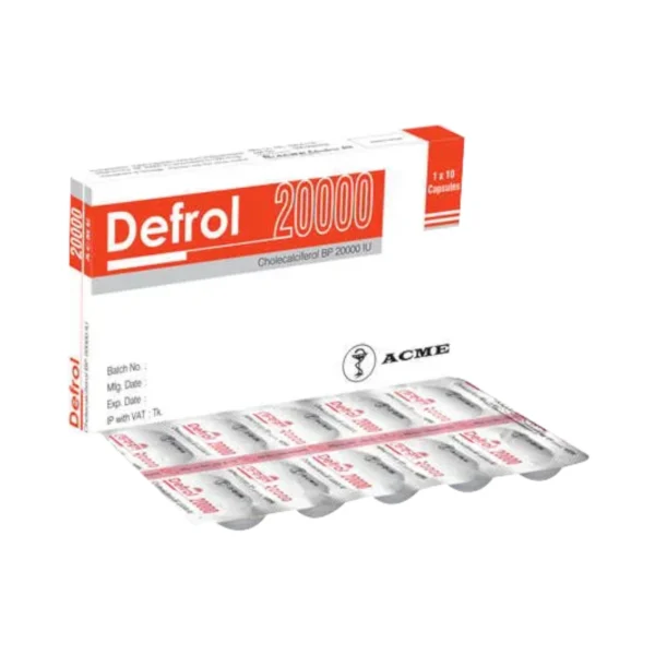 Defrol 20000 IU Capsule image with clear label