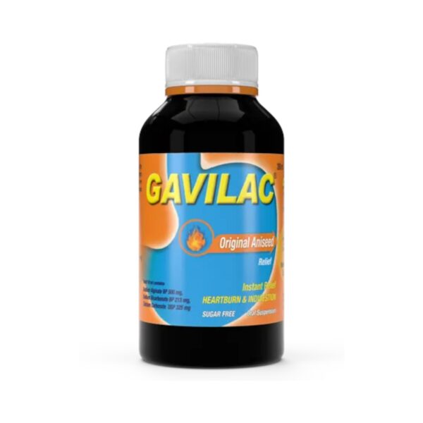 Gavilac 200 ml oral suspension bottle and packaging.