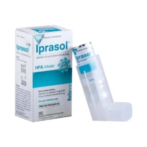 Iprasol HFA inhaler image with clear design and labeling.