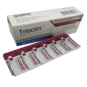 Triocim 200 capsule image with clear label.